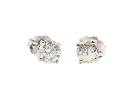 Round Brilliant Cut 3/8 cttw Diamond 14KT White Gold Solitaire Stud Earrings