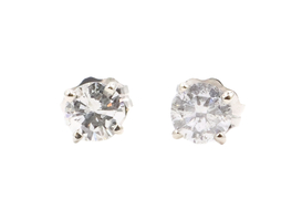 1/2 cttw Round Brilliant Cut Diamond White Gold Solitaire Stud Earrings