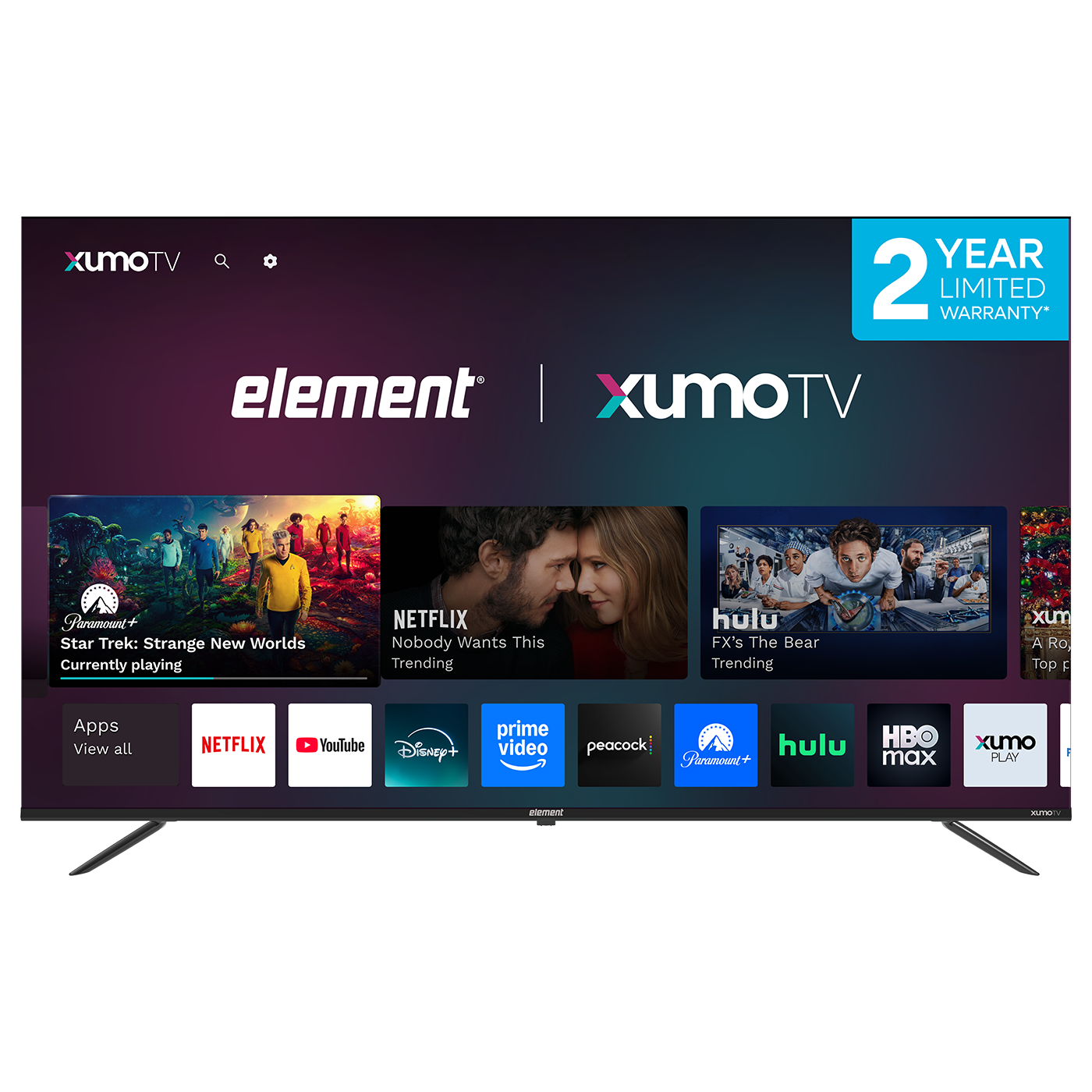 65" Element 4K Xumo Smart LED TV- NO LEgs