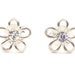 Sterling Silver (925) Round Cut Clear Cubic Zirconia 7.3mm Flower Stud Earrings