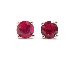 Sterling Silver 1.00 ctw Round Lab Created Ruby 925 Classic 4.9mm Stud Earrings