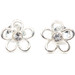Sterling Silver (925) Bezel-Set Round Cut Clear CZ 8.8mm Flower Stud Earrings