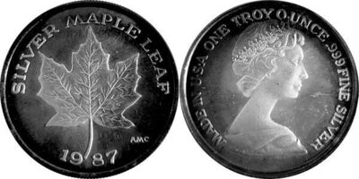 1987 Silver Maple Leaf 1 OZ Silver Round