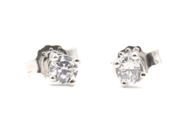 Classic Round Cut Clear Cubic Zirconia 3.1mm Sterling Silver (925) Stud Earrings
