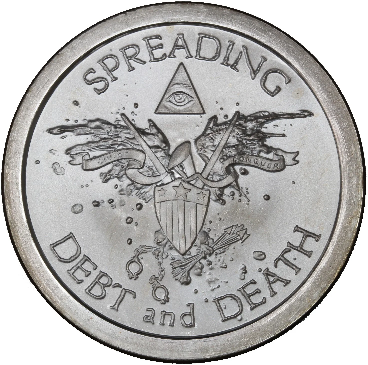 2013 Spreading Debt and Death Silver Bullet 1 OZ Silver Round