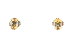 Sterling Silver (925) Oval Cut Lab-Created Citrine 6mm Solitaire Stud Earrings