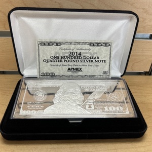 2014 One Hundred Dollar Quarter Pound Silver Note 4OZ