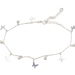 Sterling Silver (925) Dangling Butterflies & Beads Adjustable CZ Chain Anklet 