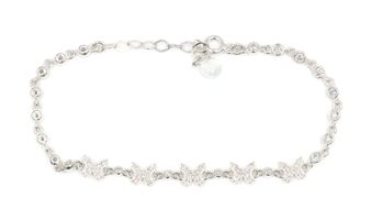 Women's Sterling Silver (925) Butterfly & Bezel-Set CZ Adjustable Chain Bracelet