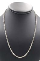 Sterling Silver (925) High Shine 3mm Wide Rope Chain Necklace 19" FJ - 14.24g