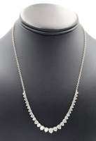 Round Graduated Cubic Zirconia Sterling Silver (925) Cable Chain 18" Necklace