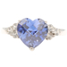 Estate Sterling Silver Blue Heart Cubic Zirconia Solitaire 925 Statement Ring 