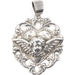 Estate Sterling Silver (925) Cherub Angel Heart Necklace Pendant 1.6" - 3.99g