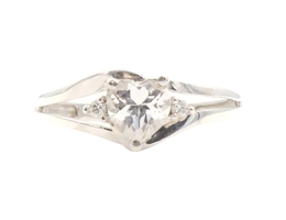 Sterling Silver White Heart Cut Cubic Zirconia CZ Solitaire 925 Statement Ring