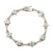 Alternating Princess & Round Blue Topaz Sterling Silver 925 Bracelet 7.5" - 24g