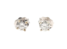 1/3 cttw Round Brilliant Diamond Solitaire Stud Earrings in 14K White Gold