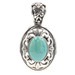 Estate Sterling Silver 925 Medium Filigree Cabochon Faux Turquoise 1.5" Pendant
