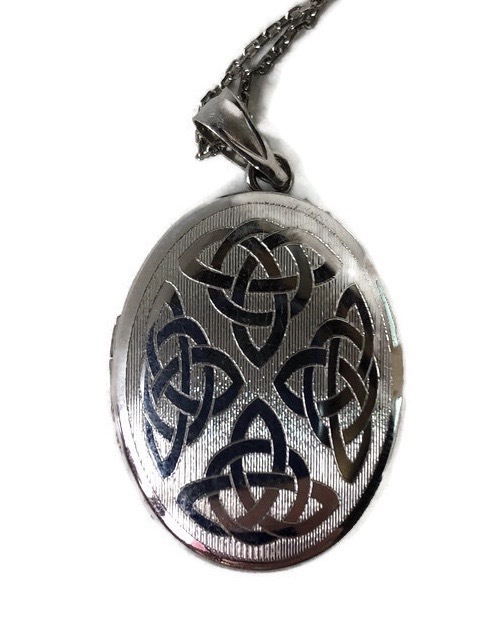 Women's Sterling Silver 925 Locket Necklace - Celtic / Floral Design ...