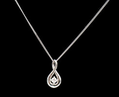 Women's 17" 10KT White Gold Necklace & 0.05 ctw Round Diamond Infinity Pendant